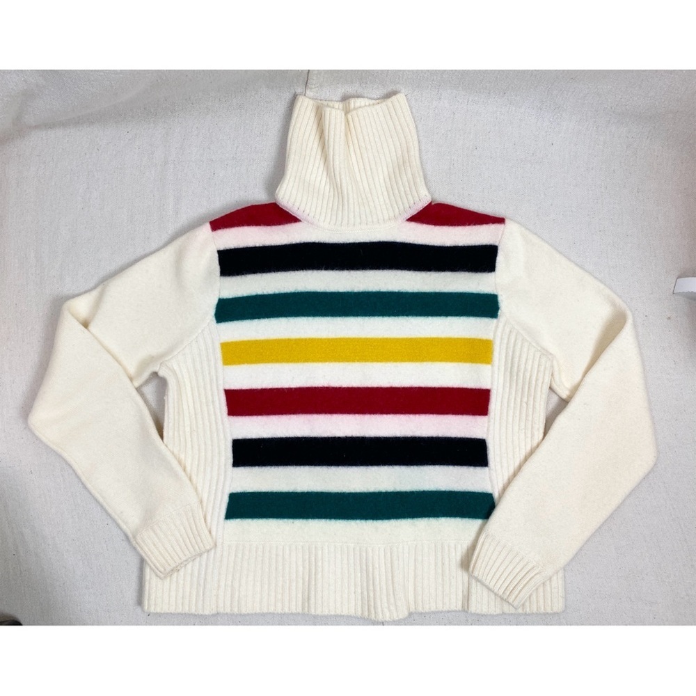 Pendleton Glacier National Park Wool Striped Multicolor Turtleneck Sweater *flaw